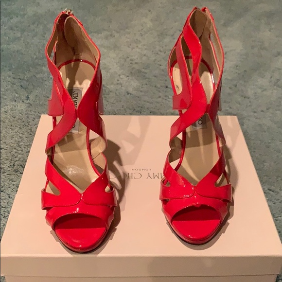 Jimmy Choo Shoes - Patent Leather Red Jimmy Choo Pump size 39